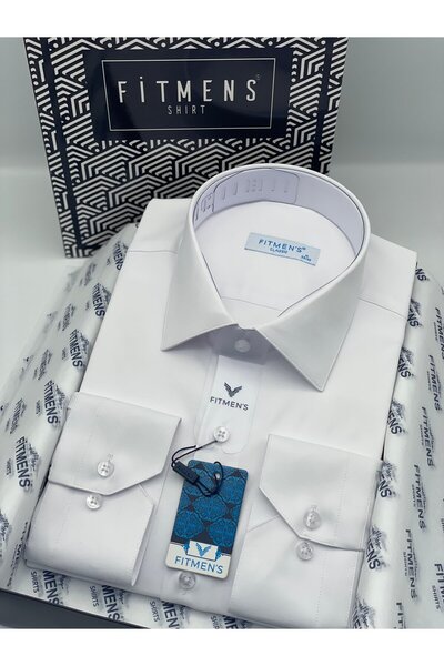 Fitmens Klasik Uzun Kol Cepsiz Likralı Rahat Kumaş Erkek Gömlek FS-004517 - B...