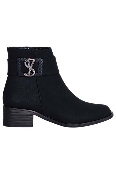 moda ayakkabım By höbezoğlu 874 black matte women's heeled boot shoes