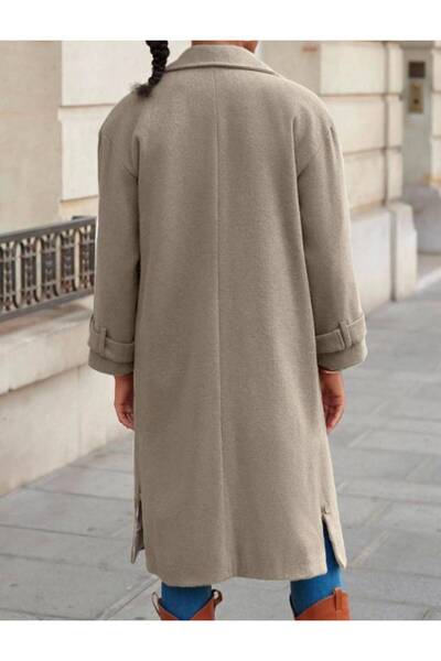 Female Clothing Vi̇zon Oversize Lined Jacket with Collar Pockets