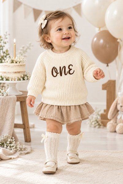 Minytrendy Baby Girl and Boy Embroidered Knitwear Sweater Baby Children's Mon...