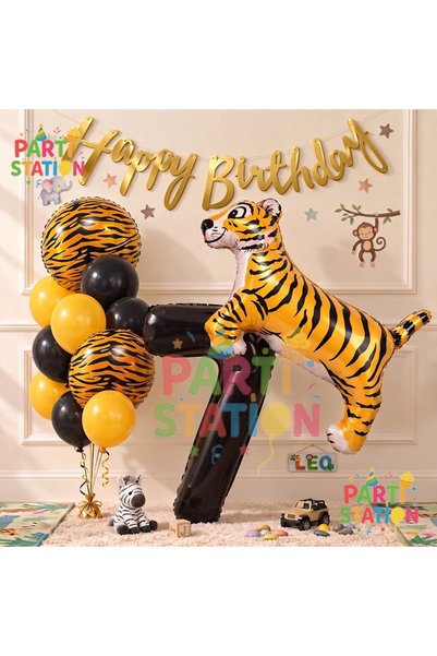 Parti Station Safari Concept Tiger 7 Years Old Balloon Set Tiger Party Concep...