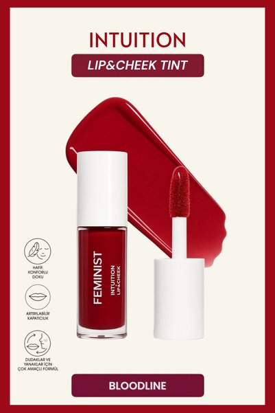 Feminist Allık Ruj Göz Farı Lip & Cheek Tint Kırmızı – 3’ü 1 Arada Işıltılı Y...