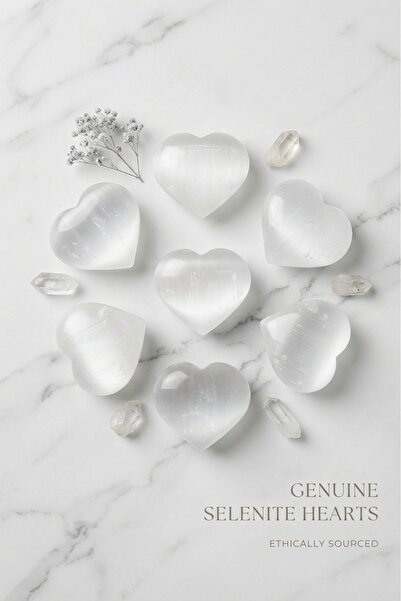 Sahi Aksesuar Heart Shaped Natural Selenite Stone Natural Gemstone Trdylsln01