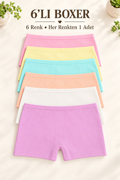 Stars Underwear Butik1avm Kız Çocuk Boxer 6 renk pamuklu premium kalite esnek...