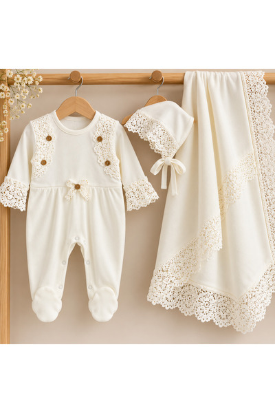 MCT Baby Wear Hastane Çıkışı Yenidoğan Bebek Tulum Battaniye Şapka Seti %100 ...