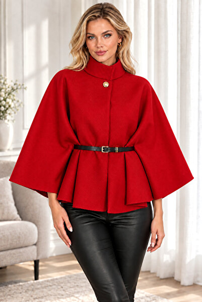 WOMAN VISION Poncho-uri tip capă de damă, cu cordon, cu aspect de lână, cu na...