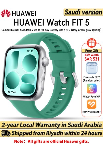 Huawei ساعة ذكية WATCH FIT 5، شاشة كاملة مقاس 43 ملم، متوافقة مع iOS وAndroid...
