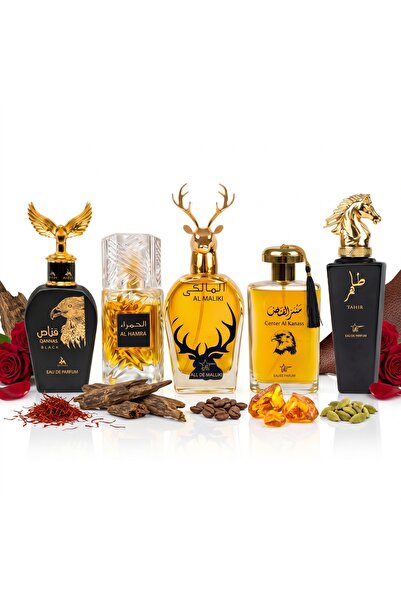 Ayelet Set de 5 parfumuri orientale 100ML - Qannas Black + Al Hamra + Al Mali...