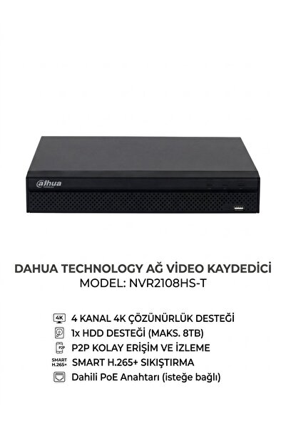 Nvr Kayıt Cihazı 8 Kanal NVR 2108HS-T