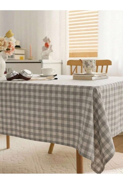 PARELDA HOME Gray Plaid Tablecloth 170*170 cm