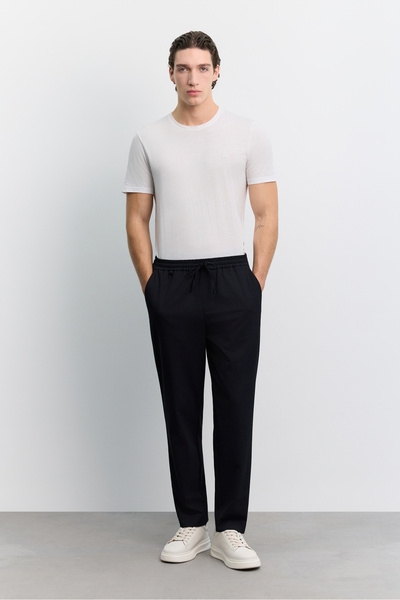Avva Erkek Lacivert Beli Lastikli Bağcıklı Kolay Ütülenen Relaxed Fit Jogger ...
