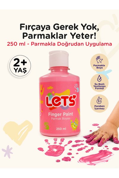 Lets Parmak Boyası 250 ml Tek Renk Pembe (Kremsi · Parmakla Boyama · 3 Yaş+) |