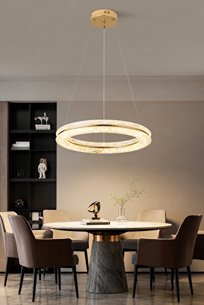 Apliqa Evra 60 Lık Yuvarlak Gold Ledli Avize