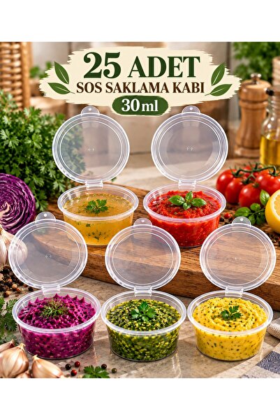troykar 25 adet 30 cc Şeffaf Kapaklı Sos Kabı,Sızdırmaz Sosluk,Tadım Ketçap,M...