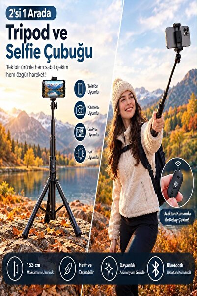 Selfie çubuğu ve tripod