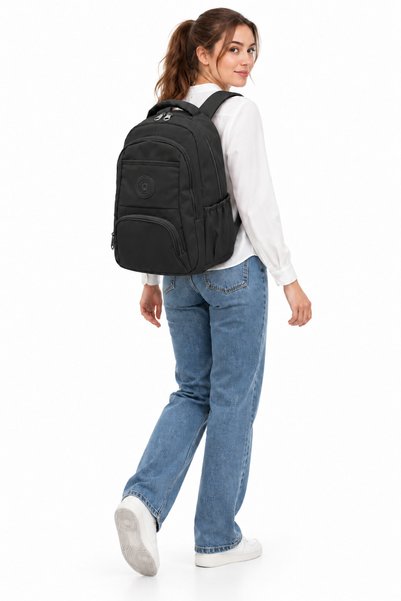 Bevitton Black Unisex School Bag Waterproof Fabric Unisex School Backpack 1710