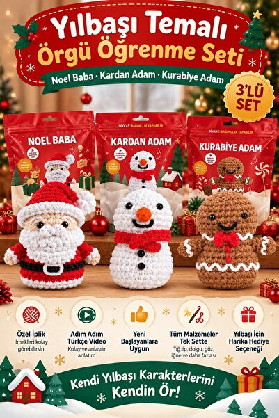 TOYFEST Selfiko New Year's Knitting Learning Set Santa Claus Snowman Cookie M...
