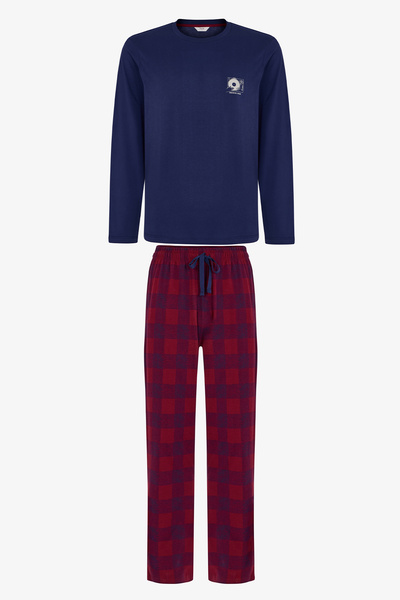 Penti Men's Echo Block Plaid Pants Long Sleeve Pajama Set