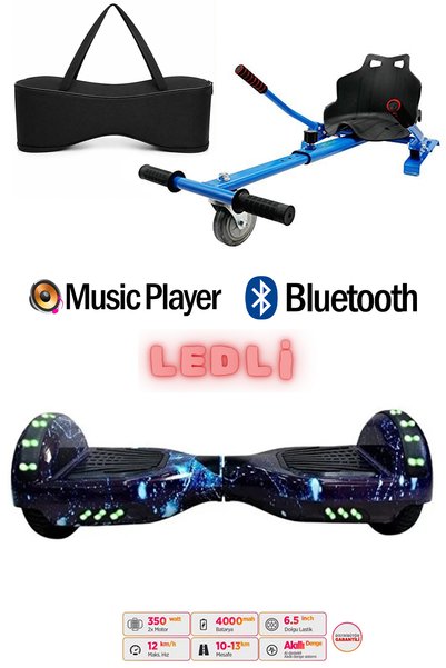 CityMate Elektrikli Kaykay Scooter Akıllı Denge Hoverboard + HoverKart + Çanta FULL LEDLİ EXTREM PAKET D12