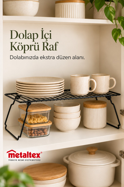 Metaltex Totem Dolap İçi Köprü Raf Tezgah Üstü Mutfak Organizeri 47 x 21 x 14 cm