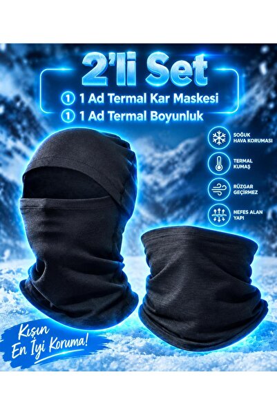 umut tekstil imalat Termal kar maskesi ve termal boyunluk 2’li set,