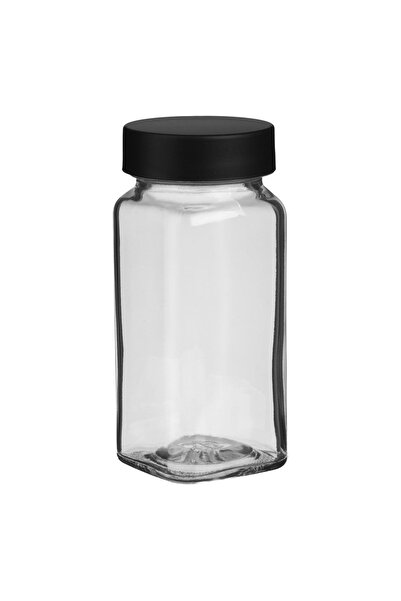 OEM Solnita din Sticla Transparenta cu Capac Negru 4x4x10cm - Solnite, Bucatarie