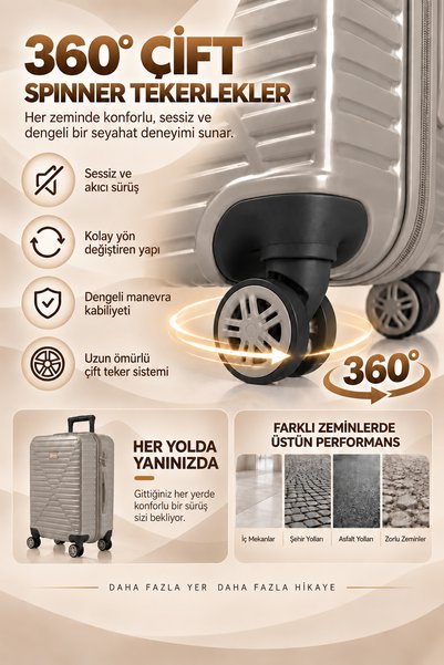louisiana polo Kabin Boy Valiz 4x2 Teker Taş-Bej 1168