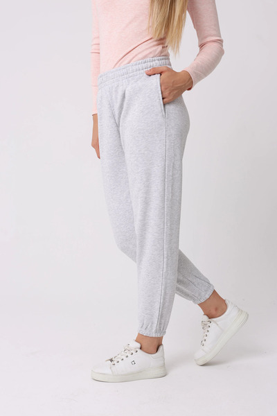 defys Defy's Women's Fleece Lined 3 Yarn Regular Fit Grey Jogger Sweatpants w...