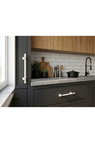 Yc Dekor Mâner Esin din aur alb de 320 mm, mâner de lux pentru mobilier de bu...
