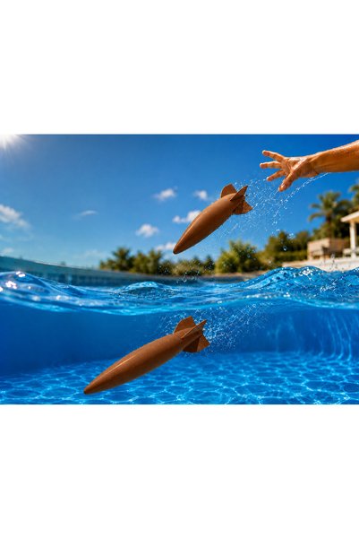 Bezos 3D Printing Water Rocket Torpedo Toy - Pool Diving Toy-Brown