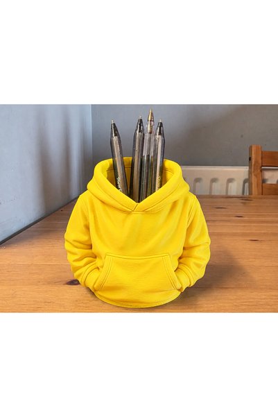 Bezos 3D Printed Hooded Sweatshirt Pen Holder - Desktop Organizer-Yellow