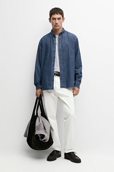 Massimo Dutti %100 pamuklu regular fit denim gömlek.