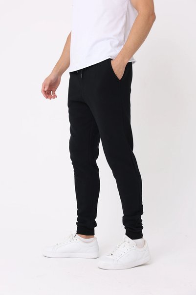 defys Men's Elastic Leg Regular Fit Jogger Sweatpants Black