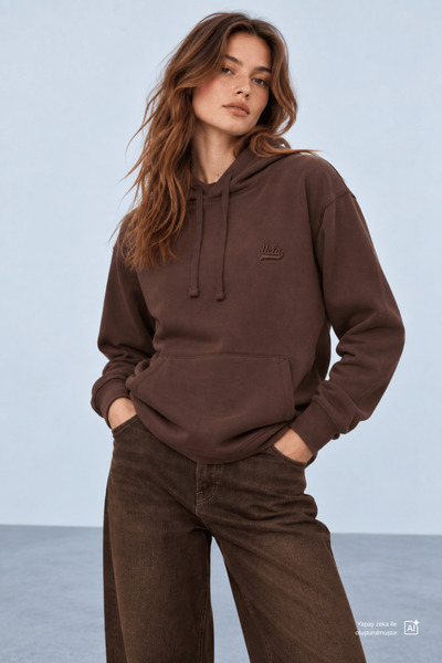 UCLA Weber Brown Crew Neck Embroidered Oversize Women's Sweatshirt