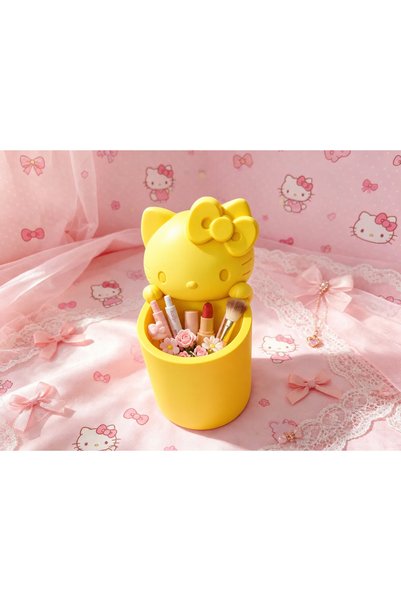 Bezos 3D Printed Cute Cat Figurine Pen Holder with Bow - Desktop Organizer - ...