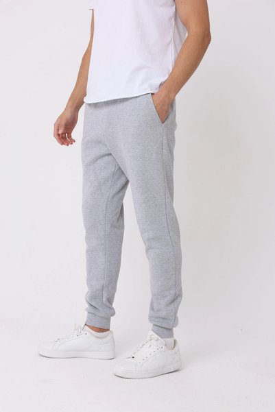 defys Men's Elastic Leg Regular Fit Jogger Sweatpants Gray Melange