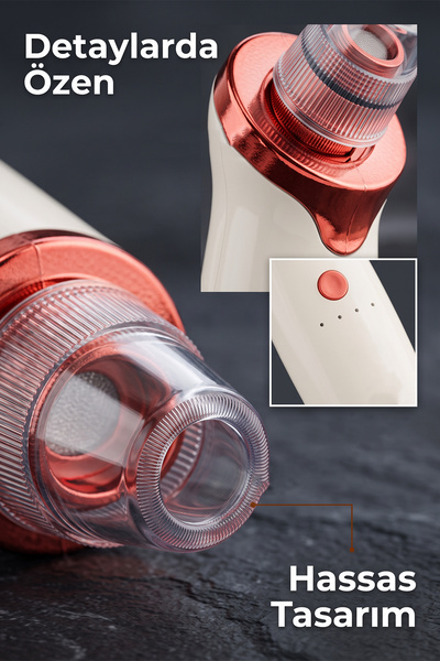 DEMPOWER 5 Başlıklı Cilt Temizleme Vakum Aleti Multifunctional Cleaning Instrument Kırmızı-beyaz Detaylı