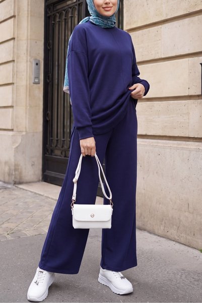 Modamorfo Oval Cut Slit Double Suit - Dark Blue