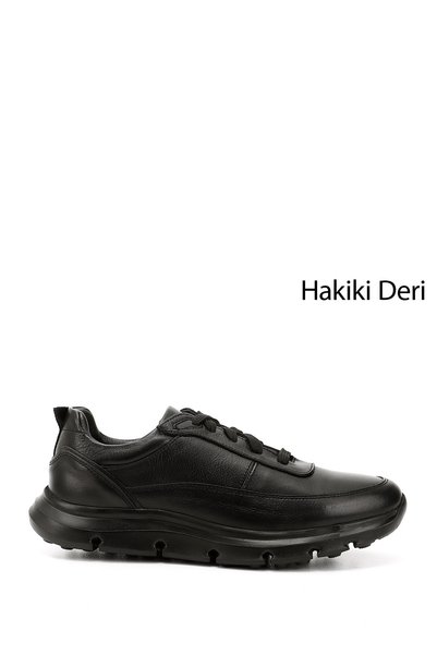 GÖNDERİ(R) Erkek Siyah Bağcıklı Hakiki Deri Sneaker