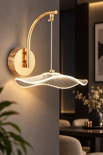 İstanbul Avize İstanbul Avize Aplik Şapka Gold Üç Renk Led Lüx Modern Ledli A...