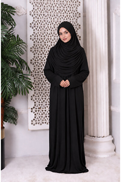 Newness Fashion Forwoard Tek Parça Boydan Giymeli Namaz Elbisesi Siyah