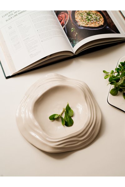 Beige & Stone X Duygu Batum Momento Line Bowl Serving Presentation Plate