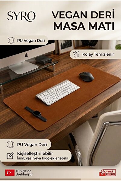 Syro Kişiselleştirilebilir Vegan Deri Masa Matı 50x90 cm - Kahverengi