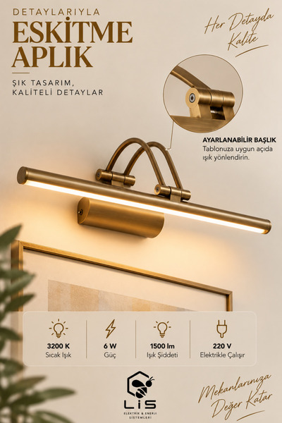 Genel Markalar Elektrikli 6W Flüt Aplik Tablo Banyo Ayna Üstü Aydınlatma Gün ...