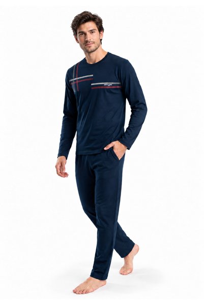 Pierre Cardin Set de pijamale pentru bărbați, cu mâneci lungi și detalii cu l...