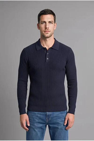 DeFacto Standard-Fit-Strickpullover mit Knopfleiste und Polokragen, Basic-Pul...