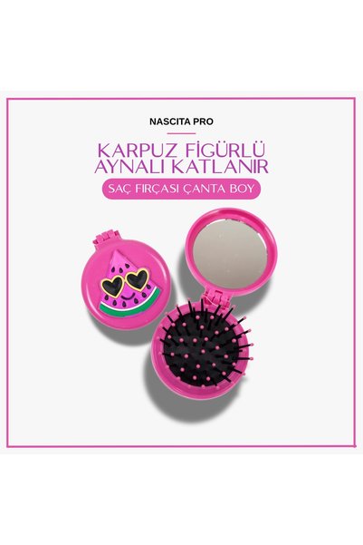 nascita Watermelon Figured Mirrored Folding Hair Brush Purse Size Nasfbrgm0038