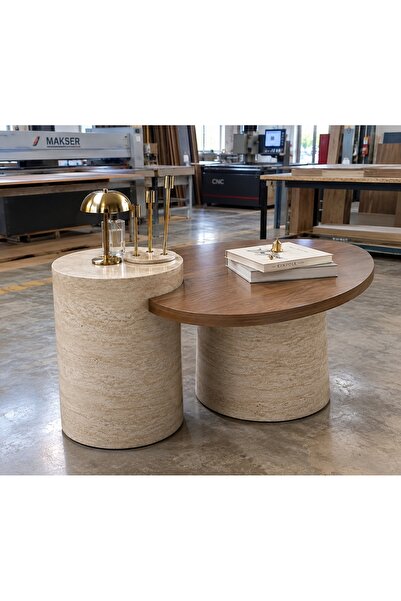 Emfa home PRADA ORTA SEHPA MODERN TASARIM CEVİZ-TRAVERTEN