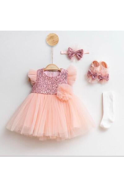 Neatkids Kız Bebek Mevlüt Takımı Tütülü Payetli Elbise Baby Shower Doğum Günü...