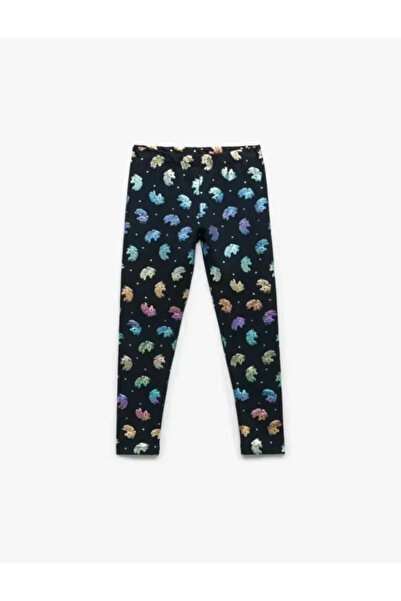 Koton Elastic Waist Unicorn Printed Cotton Leggings